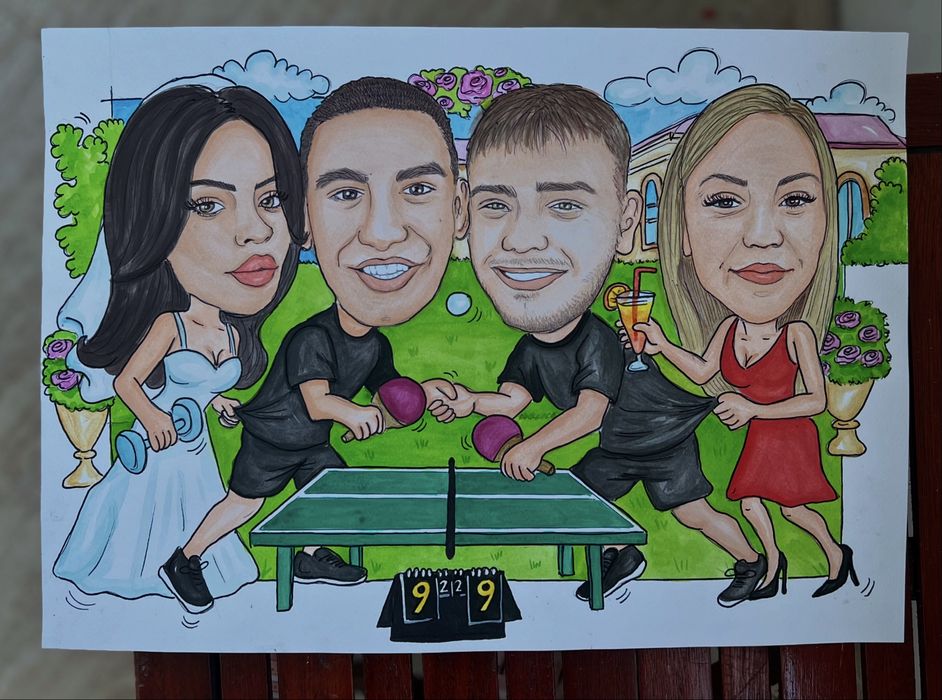 Карикатура по снимка - ръчно рисувана