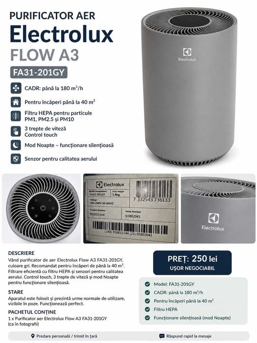 PURIFICATOR DE AER  Electrolux Flow A3 FA31-201GY