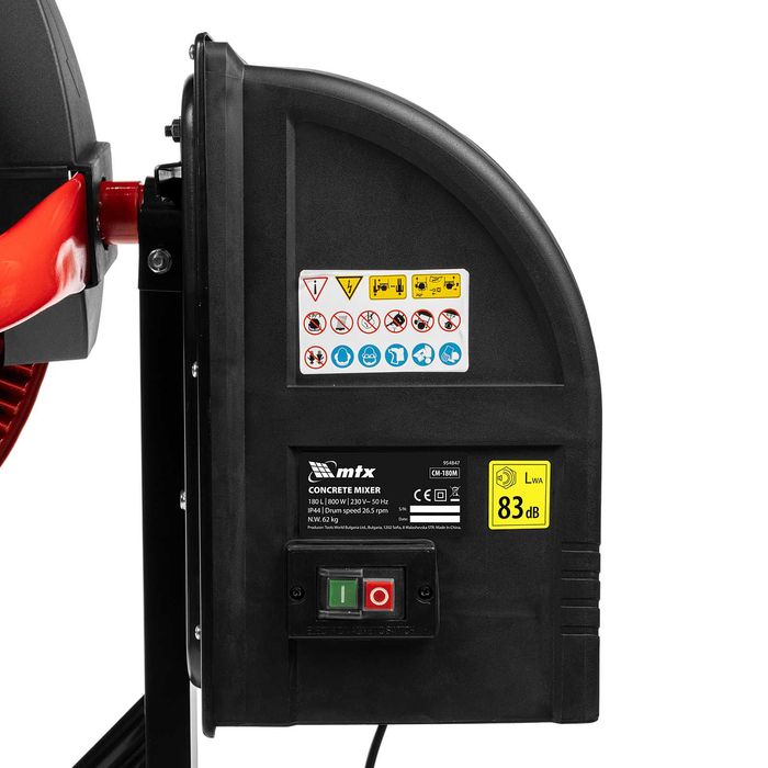 Бетонобъркачка CM-180М, 180 л, мощност 800 W MTX - 954847