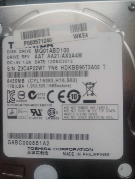 Продавам 2.5 инчов диск за лаптоп Toshiba MQ01ABD100 1000 гигабайта