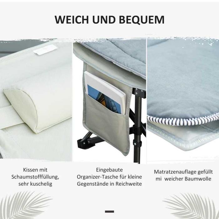 Сгъваемо походно легло Outsunny, матрак, чанта за носене 188x64,5x53см