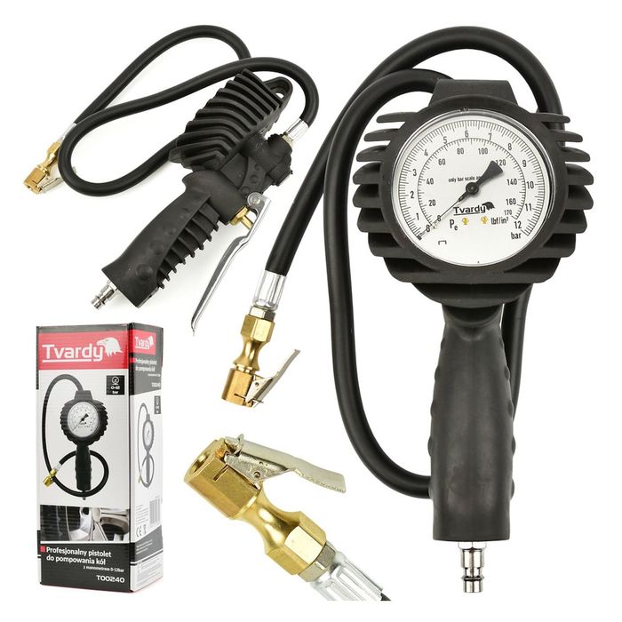 Пистолет за напомпване на гуми с аналогов манометър 0-12 бара tvardy