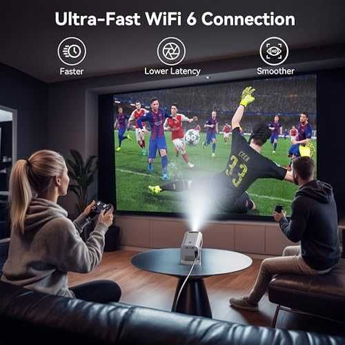 Нов Мини проектор Full HD 4K с WLAN6, BT5.2, 150" екран, Android TV
