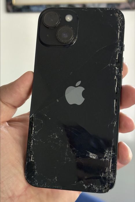 iPhone 14 Black-Display Functional Fisurat Colt Stg Inf-Spart Spate-OK