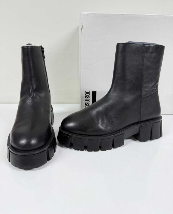 ANSWEAR.LAB Chunky Leather Black Boots (Нови) - Размер 38 (24 см стелка)