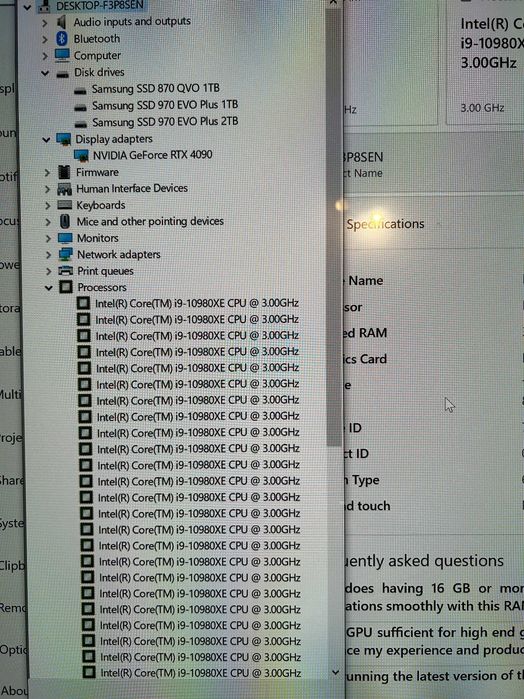 Геймърски/Super Ai/ i9 10980Xe/RTX 4090/32gb рам/Nvme+Ssd 4tb/Fractal