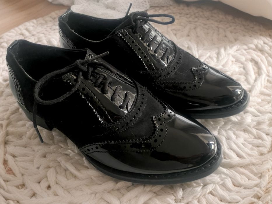 Pantofi Graceland Brogue/Oxford – Negru Lăcuit & Suede