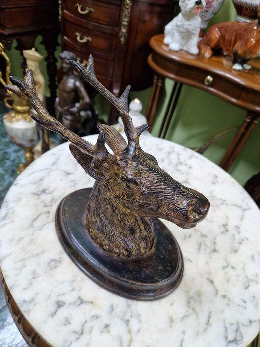 Уникална антикварна френска метална фигура статуетка за стена