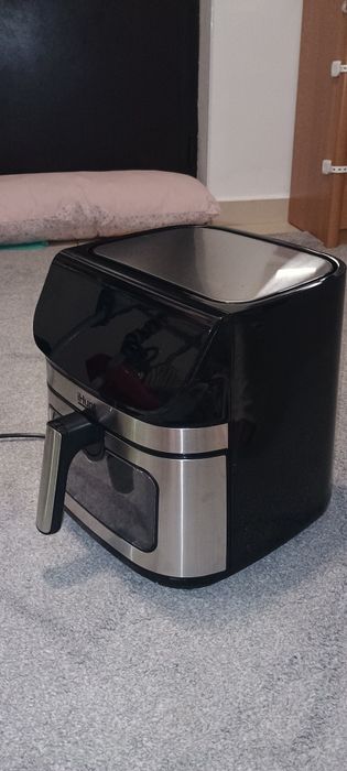Friteuza cu aer cald, fara ulei, iHunt Bro Air Fryer Ultra, Capacitate 9 litri Sertar cu geam transparent  Ecran digital  12 functii de gatire