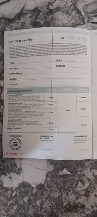Boiler termoelectric Ariston 95 l