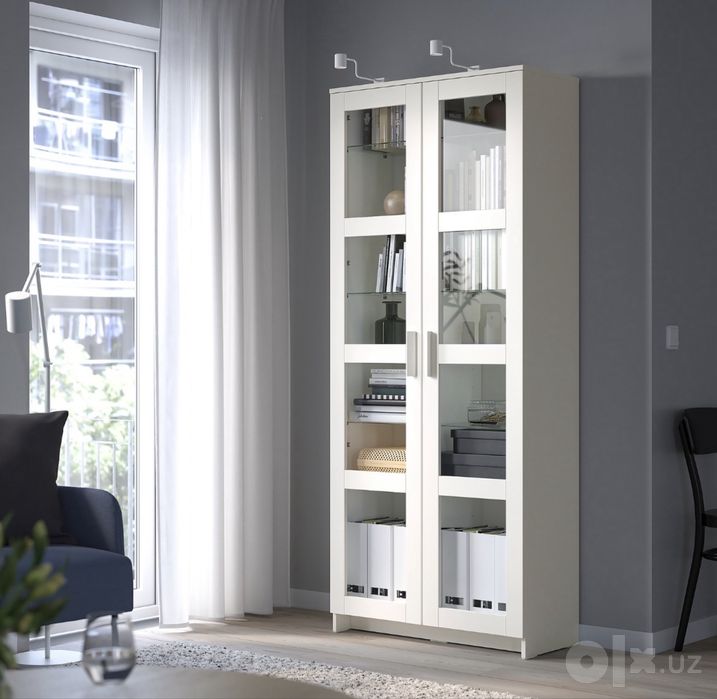 Шкаф-Витрина - IKEA BRIMNES, 80/190/35 см Белый