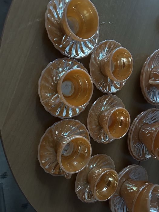 Два броя сервизи от аркопал с интересен метален отенък