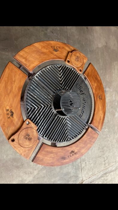 Plită + GRĂTAR ROTUND Oțel , inox , fontă