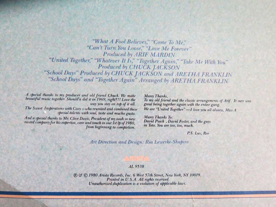 Грамофонна плоча на Арета Франклин/Aretha Franklin