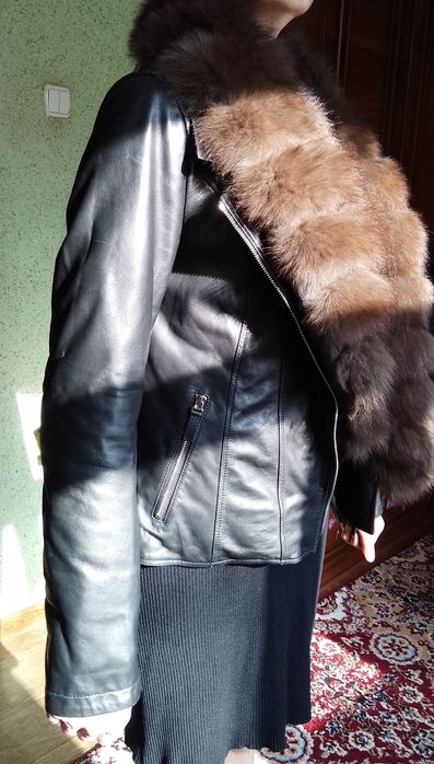 Кожаная куртка, тёплая с Песцовым мехом