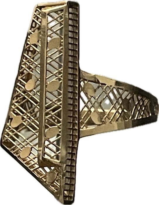 Дамски ажурен  златен 14 карата пръстен "пиано" мярка 55 - 56