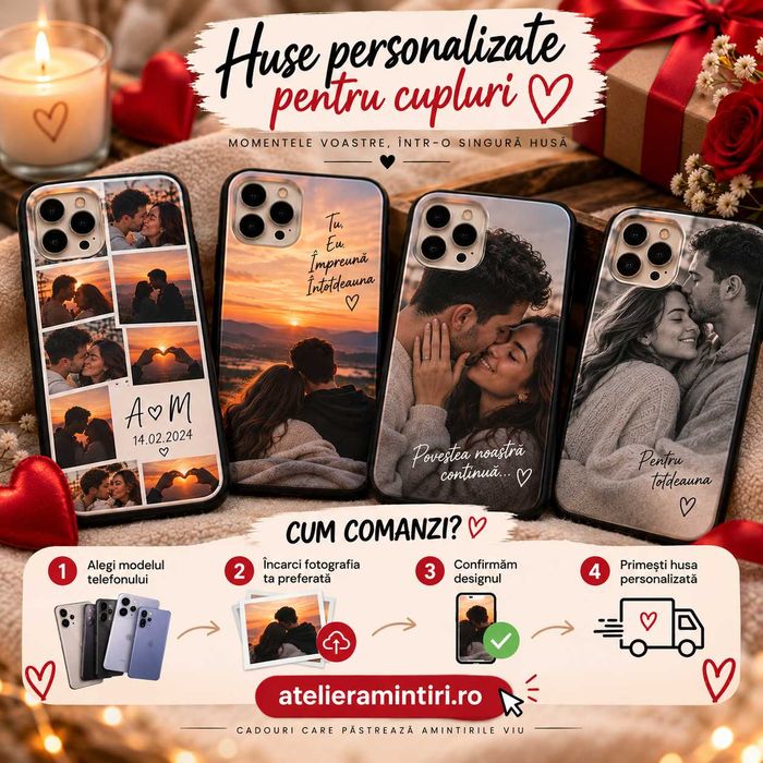 Husă Personalizată iPhone 11 12 13 14 15 16 17 Pro Max – Poză Cuplu, Iubit, Iubită, Cadou Aniversare