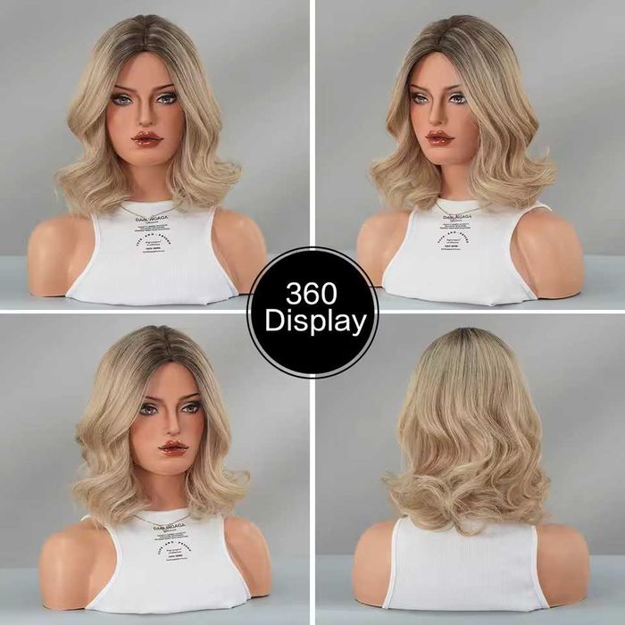 Руса къса омбре перука с тъмни корени на път