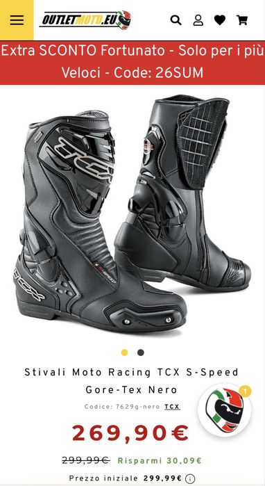 Ghete moto motociclism 47 TCX S-speed Gore-Tex Italia