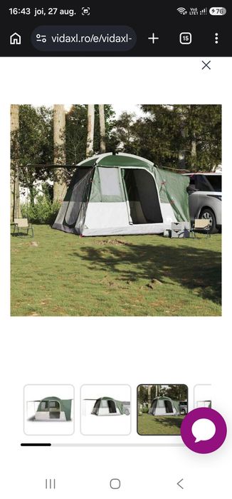 Cort auto pentru 4 persoane, verde, impermeabil