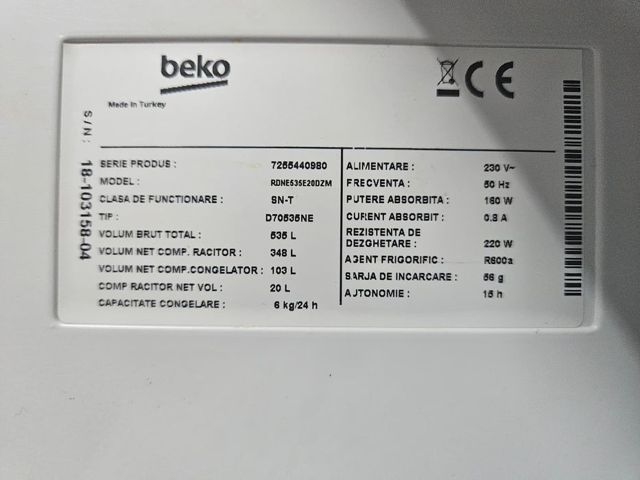 Combina frigorifica BEKO, (In stare foarte buna)