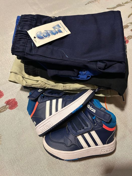 Лот детски дрехи за момченце (размери 92, 98, 104) + Маратонки Adidas (№25)