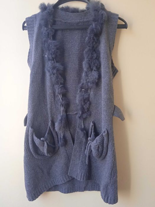 Дамска жилетка вълна и естествен косъм