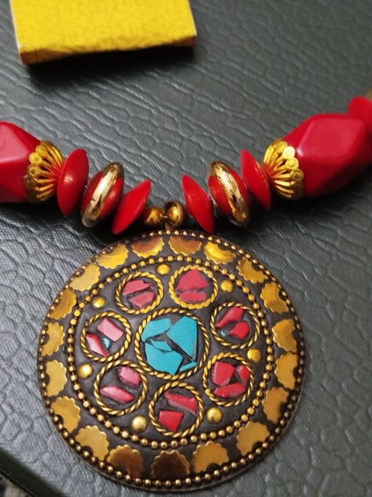 Натуральный кулон коралл бирюза Индия