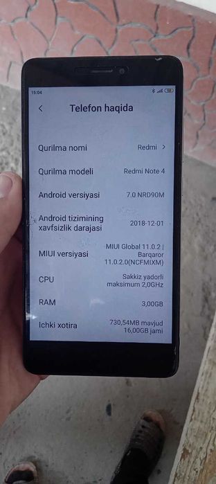 Redmi note 4x kafolati bilan