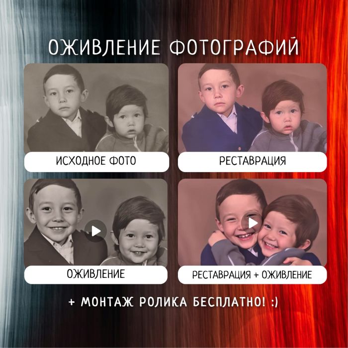 Оживление и реставрация фотографий. Фильм-подарок для родных