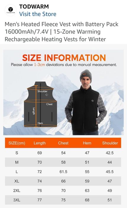 Todwarm vestă termică încălzită M baterie 16.000 mAh