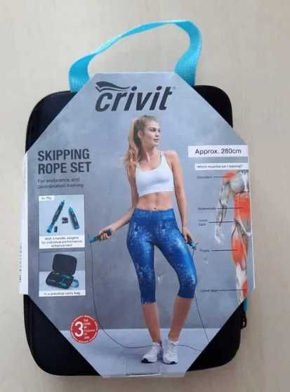 Set coarda pentru sarit Crivit cu greutati si geanta depozitare