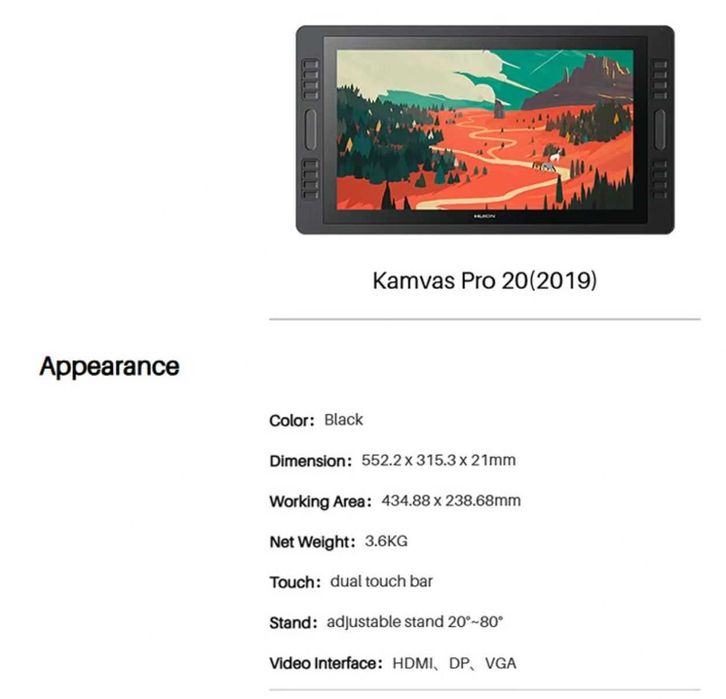 Tableta Grafica - Huion Kamvas Pro 20