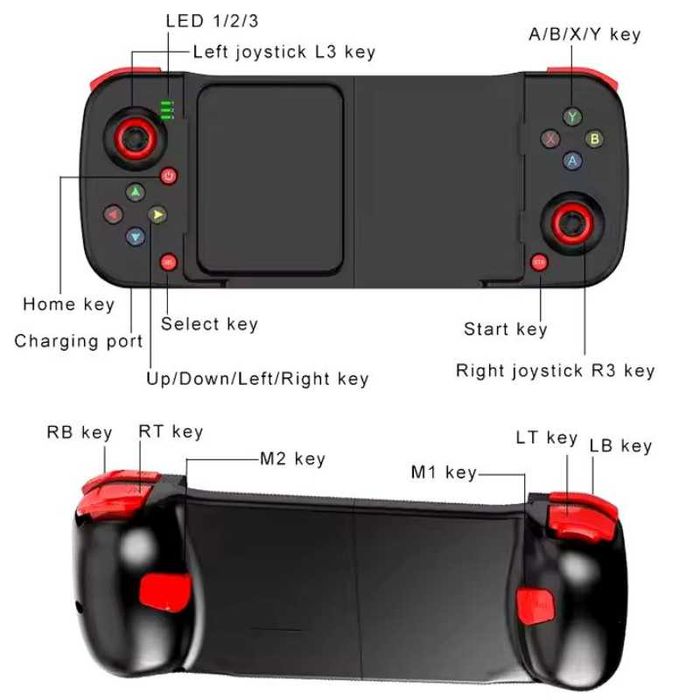 Controller de Gaming Jocuri pentru Telefoane VASTiKO - Compatibil Android iOS, Windows, Bluetooth 5.0, Design Ergonomic, Suport Retractabil