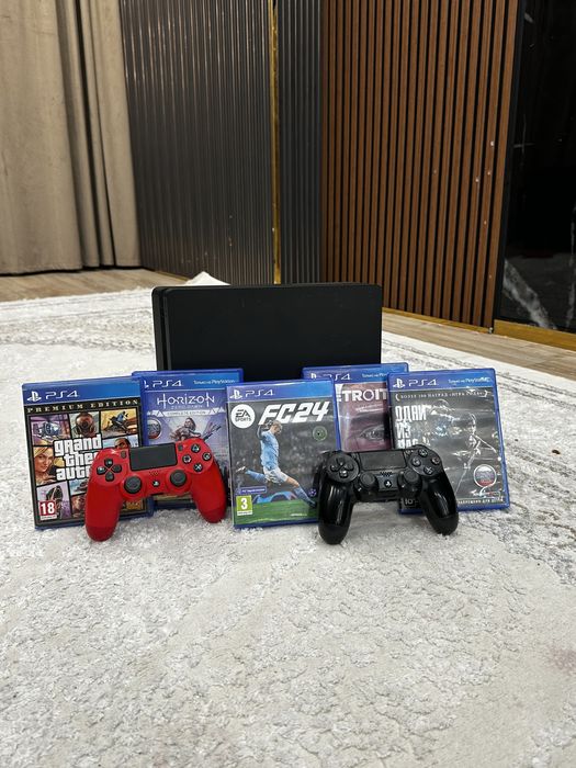 Пс 4 слим на 1ТБ + 5 дисков