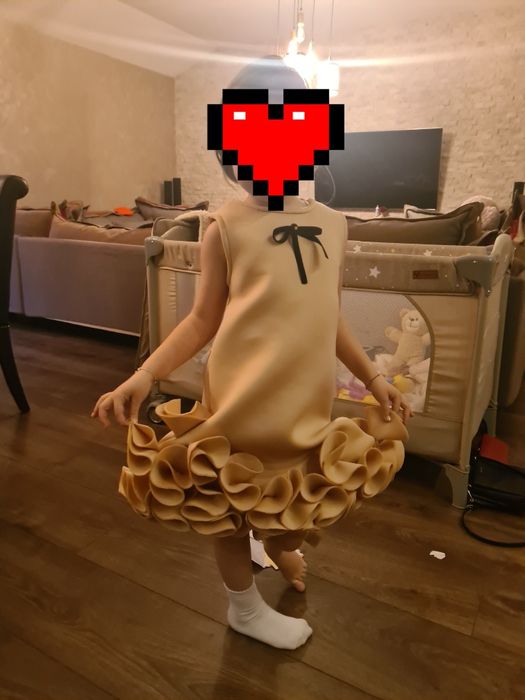 Детска рокля бежава с къдрици Salzara