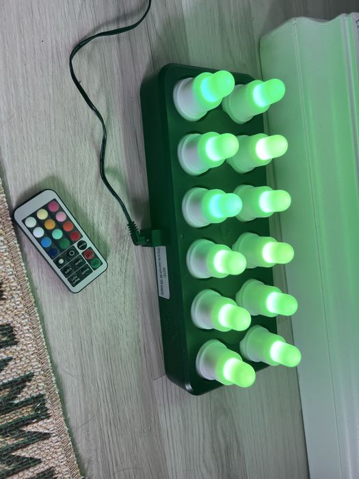 Duni 12 LED Set with Remote Control and 12 Multicolour 12 Hours Charging Station