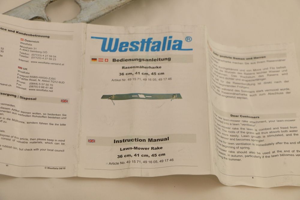 нож, перка за косачка, 36 см, нов, Westfalia- Германия