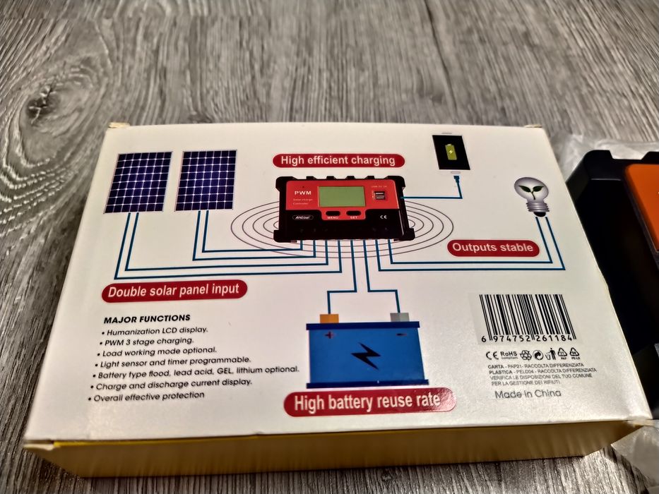 Regulator de încărcare solară Pwm 12v/24 Descărcare 30A,Camping