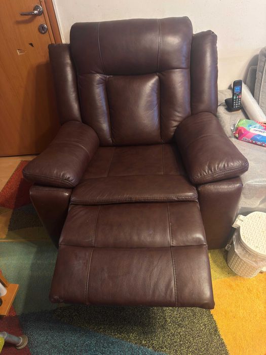 Fotoliu culoare maro  din  piele naturala