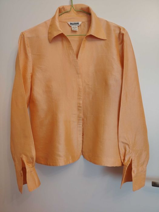 Bluza oranj de matase naturala tip shantung