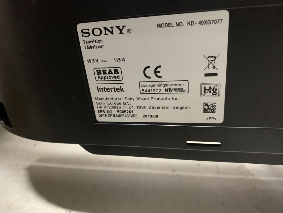 Tv sony Bravia model kd-49xg7077 display spart