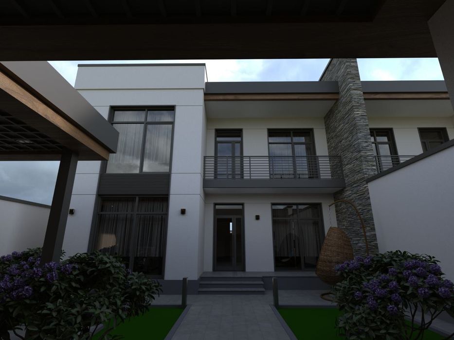 Гулистон шахрида. Hi-tech усулидаги 2 каватли ховлили замонавий уйлар