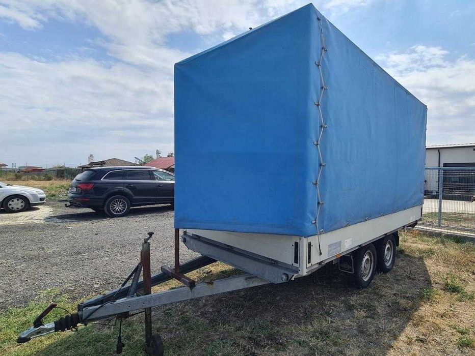 Vand remorca cu prelata pe 2 axe, 2500 KG,635Kg goala
