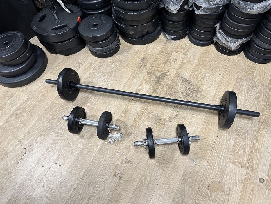 Pachet sala bara haltera+Gantere reglabile 17 kg