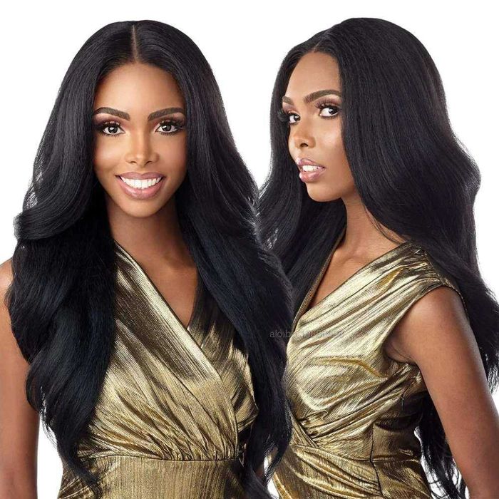 Дълга черна синтетична перука 75 см с Lace Front 13×4