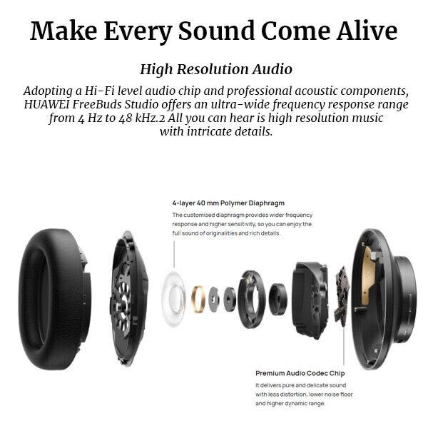 Huawei FreeBuds STUDIO феноменални блутут 5.2 слушалки с 8 микрофона и