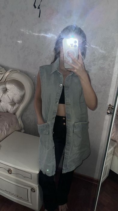 Джинсовый жакет удлиненная