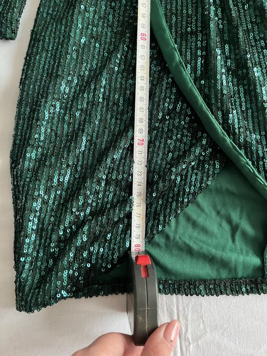 Rochie elegantă verde smarald cu paiete