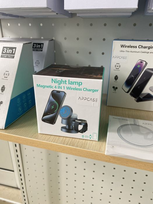 Нощна лампа и Безжично зарядно AppCase Optimus 3in1 + Lamp 15W MagSafe